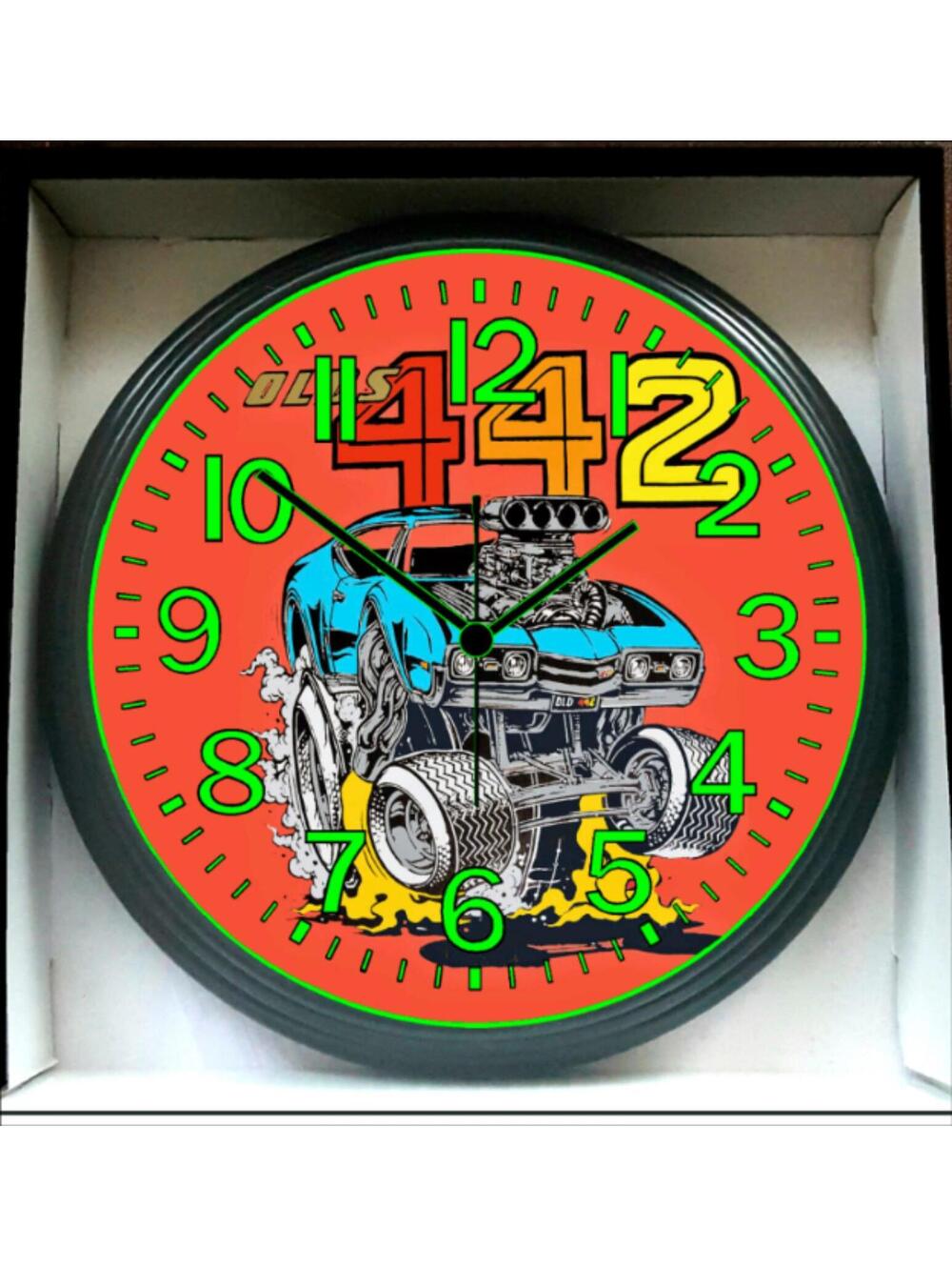 Oldsmobile 442 Glow In The Dark Wall Clock New!